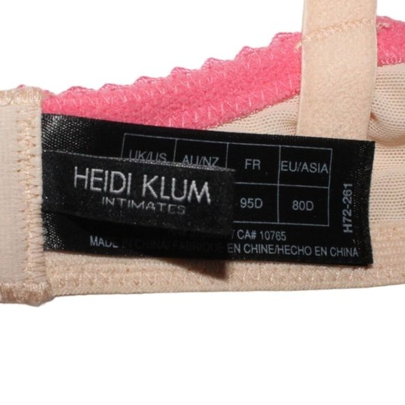 Heidi Klum Intimates Sz 36D Sofia Contour Bra Salmon Pink Cream Lace Cup H75-261 - Picture 7 of 9